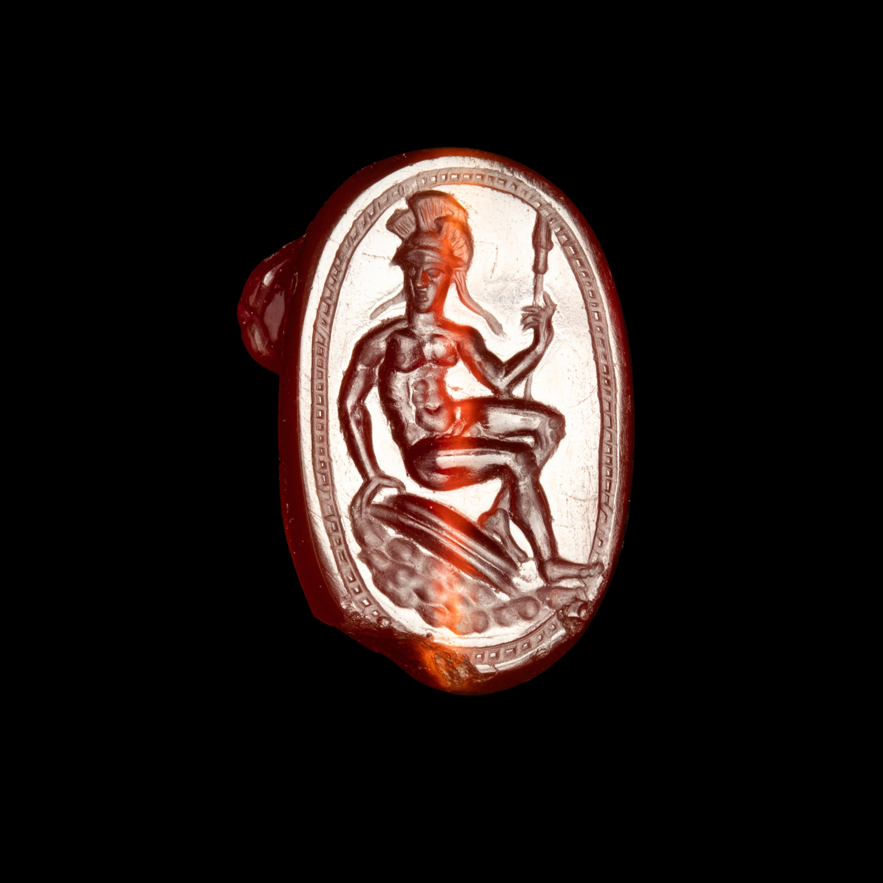 A Greek Carnelian Lion Gem