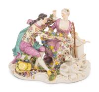 A Meissen Porcelain Figural Group of a Shepherd and Shepherdess
