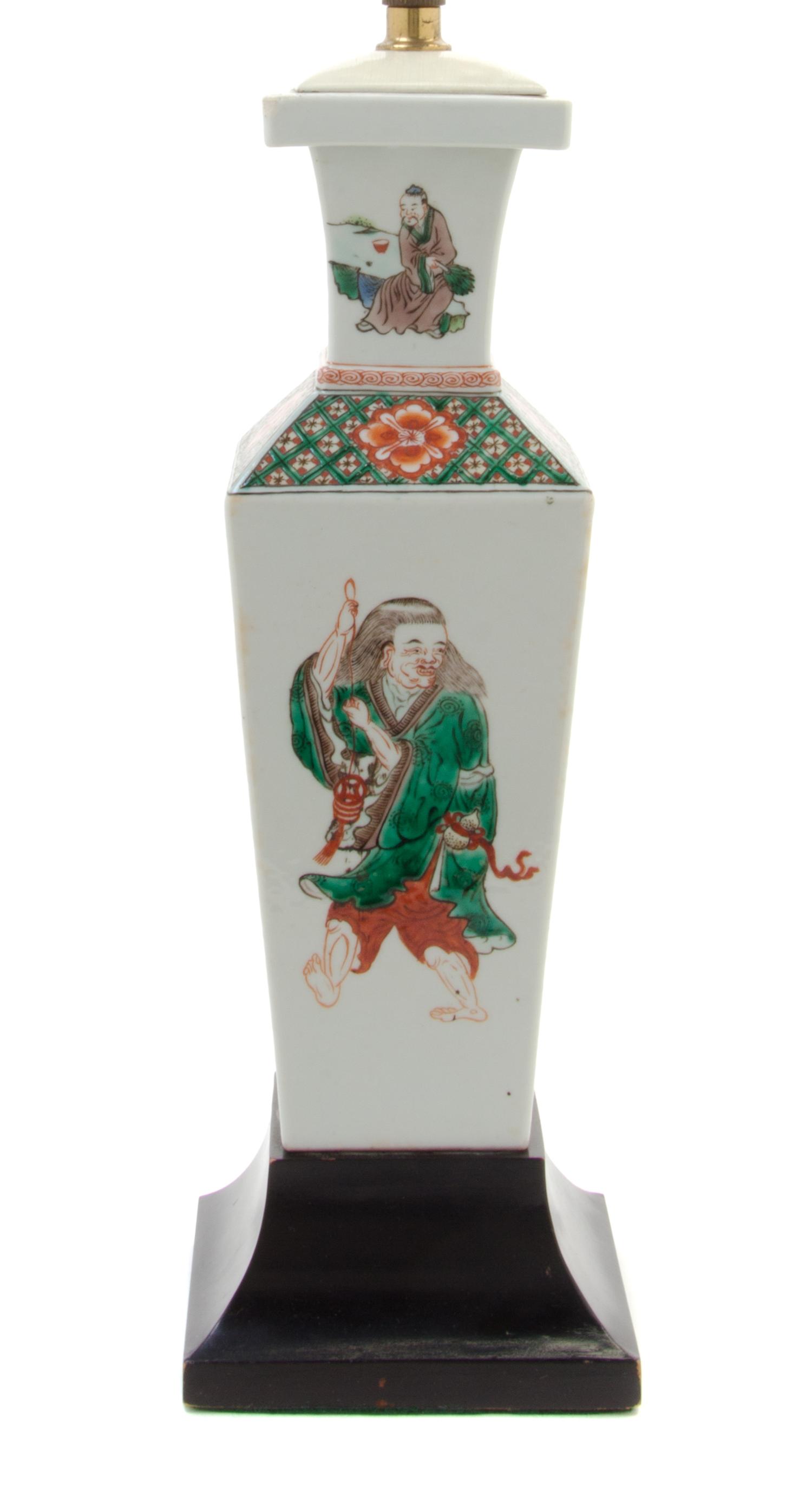 A Chinese Famille Verte Porcelain Vase Height 11 1/2 inches.