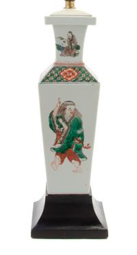 A Chinese Famille Verte Porcelain Vase Height 11 1/2 inches.