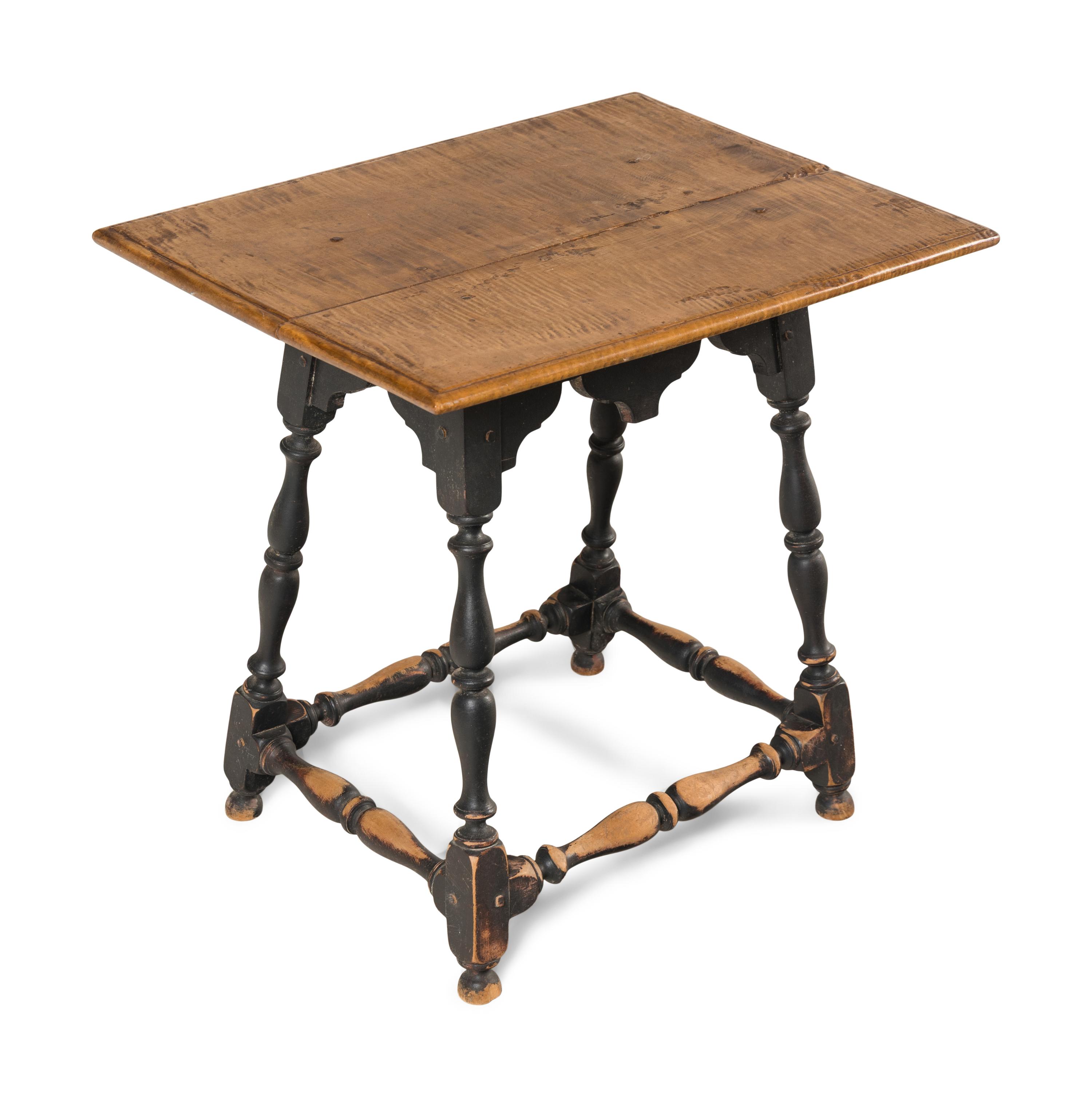 A Paint Decorated Maple-Top Side Table