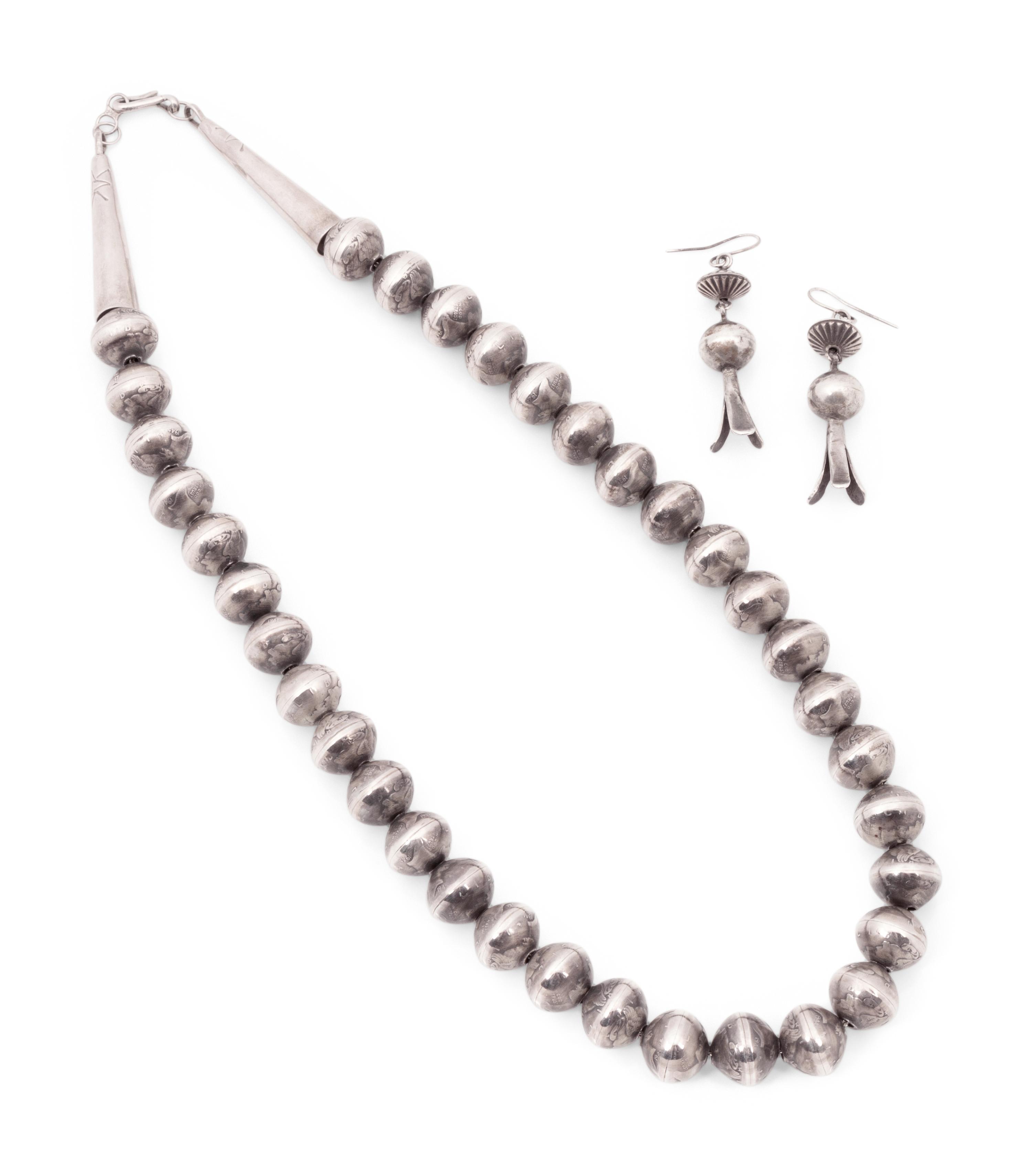 Navajo Mercury Dime Necklace, and Squash Blossom Hook Earrings