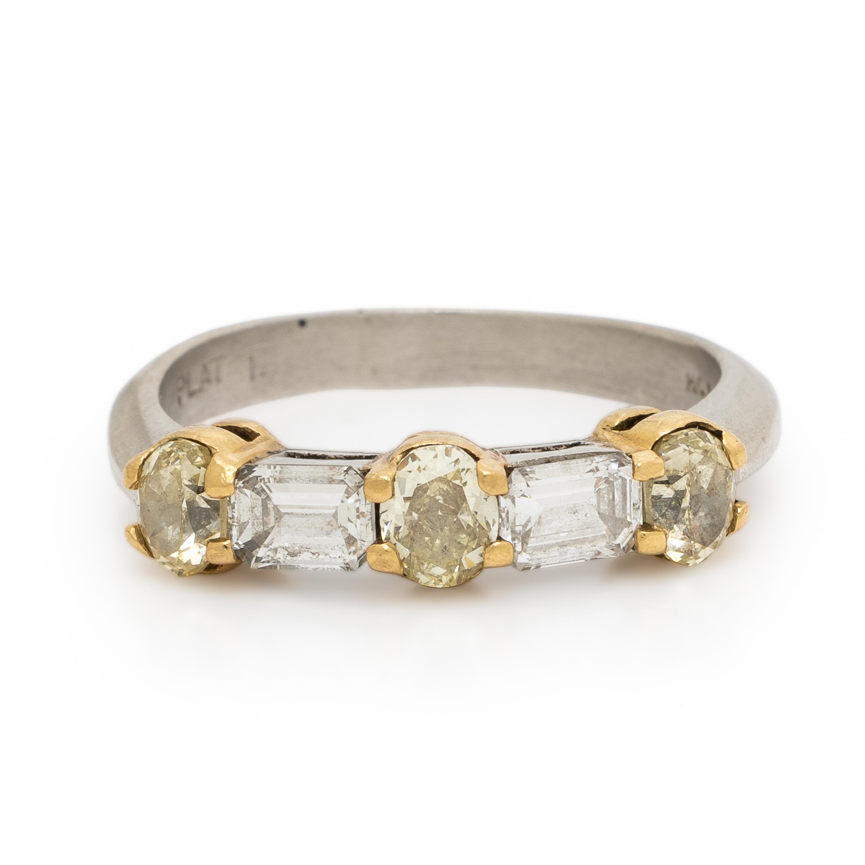 Diamond, Yellow Diamond, and Platinum Ring