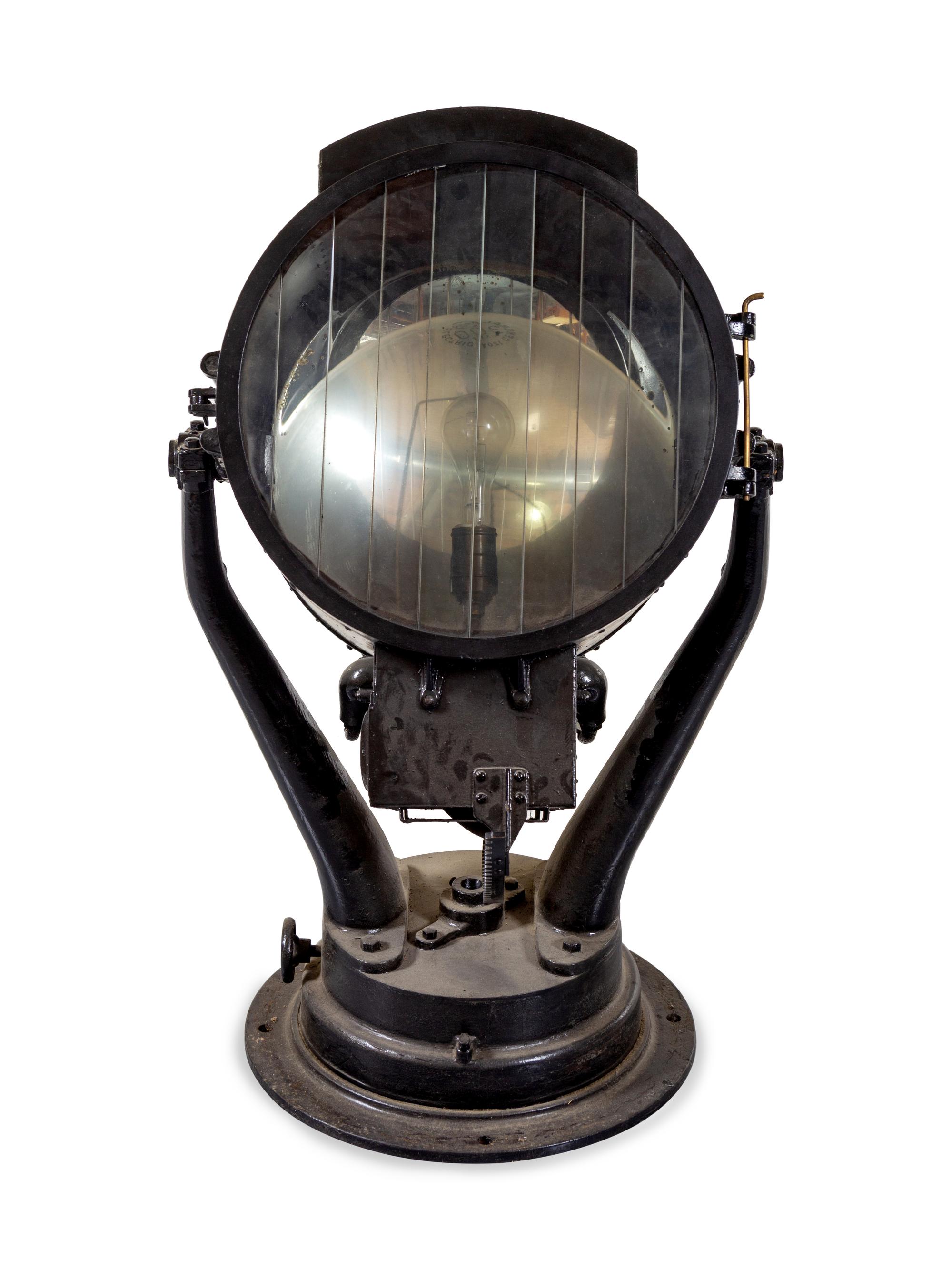 An American Painted Metal Paddle-Wheel Boat Search Light
