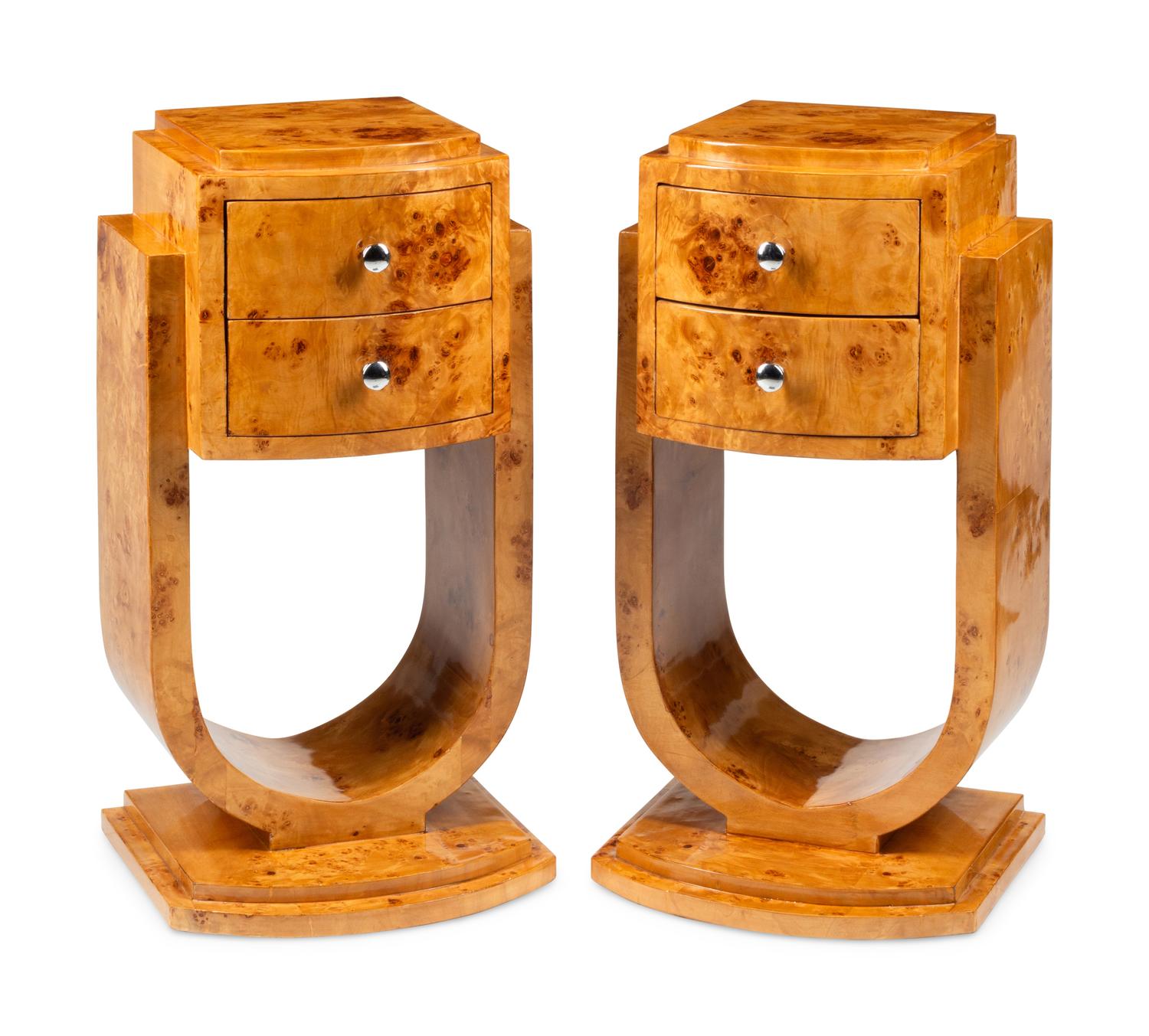 A Pair of Art Deco Style Two-Drawer Bedside Tables