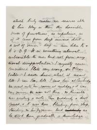 LAWRENCE, D. H. (1885-1930). Autograph letter signed ("D. H. Lawrence"), to David Garnett. Greatham, Pulborough, Sussex, [19 April 1915]. 5 pages, 8vo . [ With :] LAWRENCE, Freida. Autograph letter signed ("Freida"), to David Garnett. [19 April 1915]. With postscript from D. H. Lawrence at end. 2 pages, 8vo, with original envelope marked "Absolutely Private ."