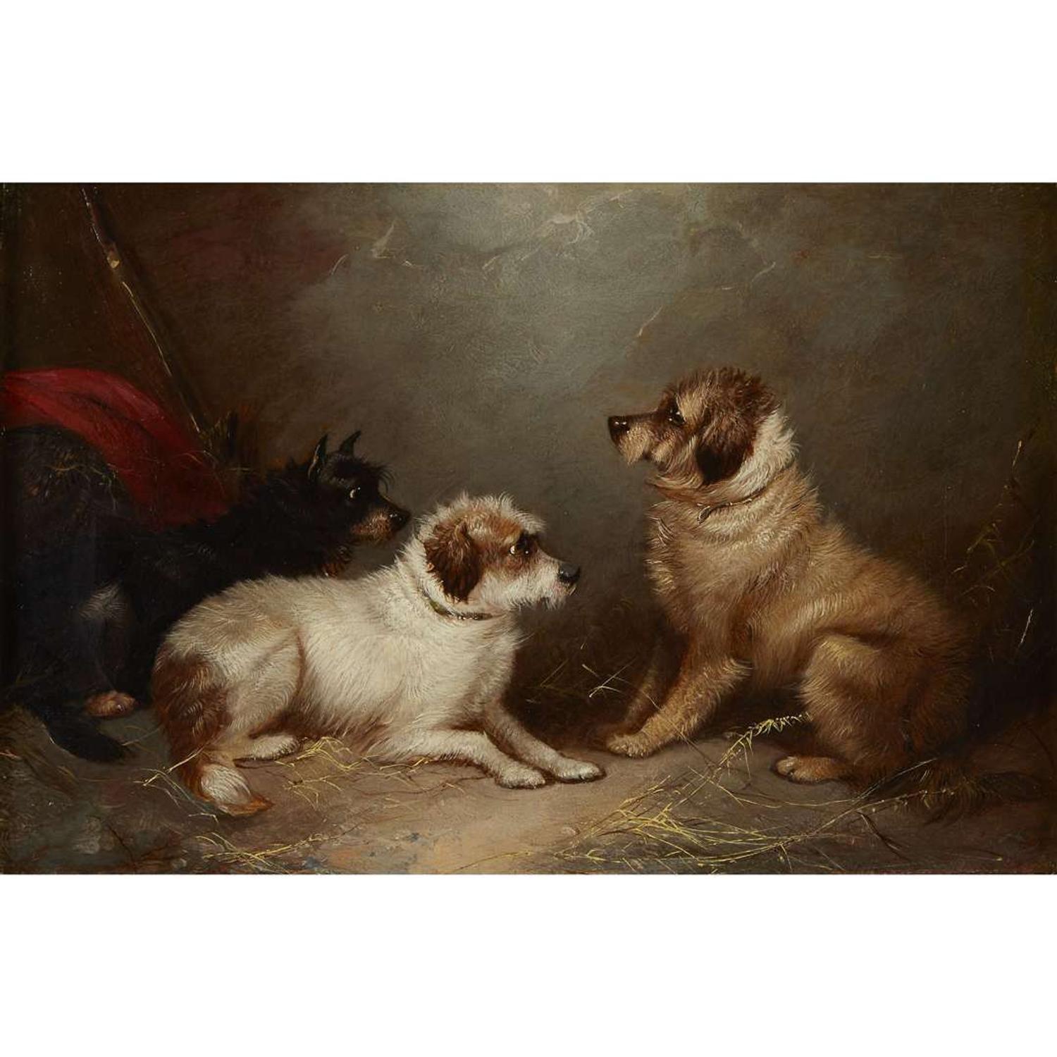 GEORGE ARMFIELD (BRITISH B.C.1808–1893) "TERRIERS IN A STABLE"