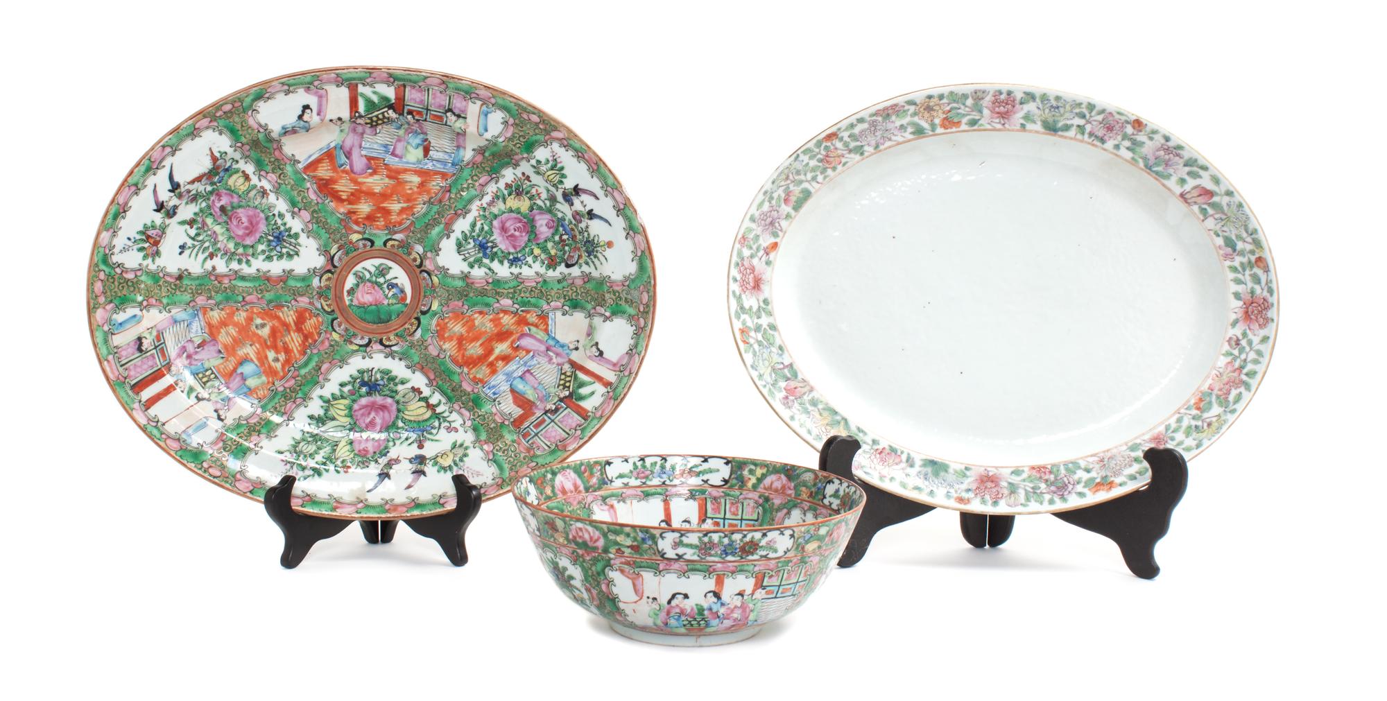 A Rose Medallion Center Bowl Diameter of first 9 inches.
