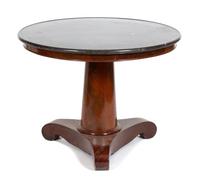 A Napoleon III Mahogany Marble Top Table Height 29 x diameter 38 1/4 inches. — 19TH CENTURY