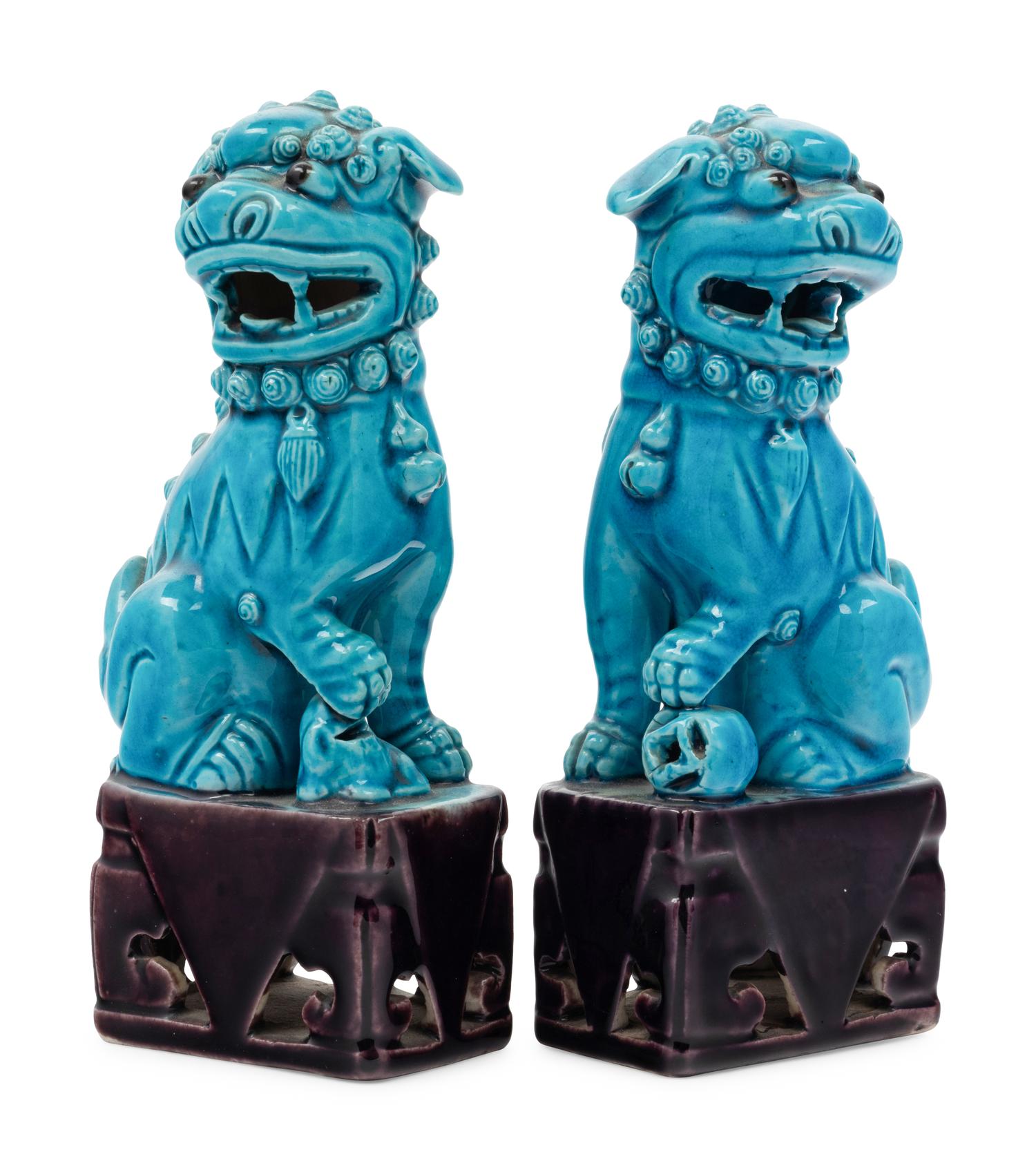 Six Turquoise Glazed Porcelain Figures of Animals