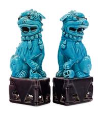 Six Turquoise Glazed Porcelain Figures of Animals