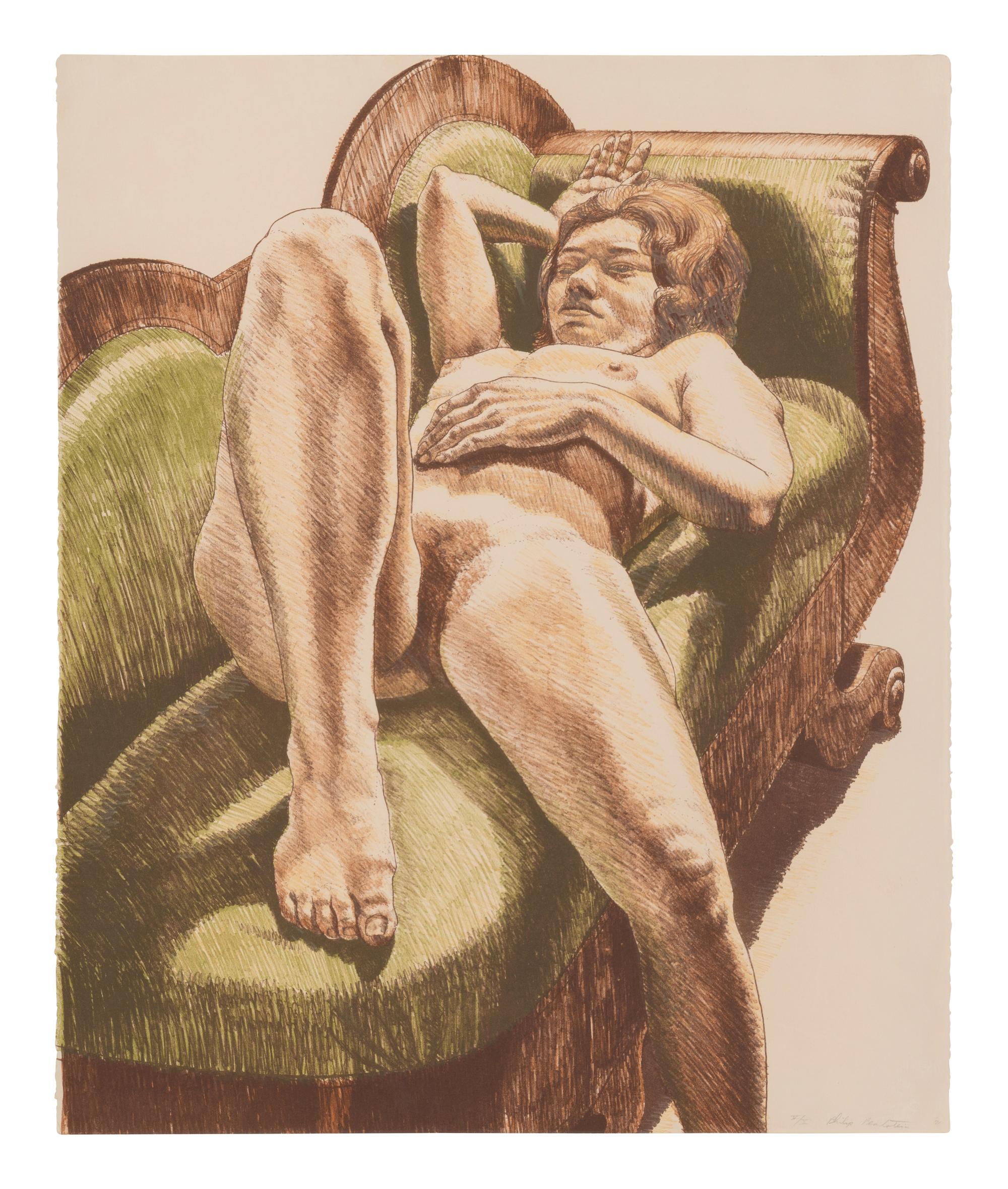 Reclining Nude on Green Couch, 1971