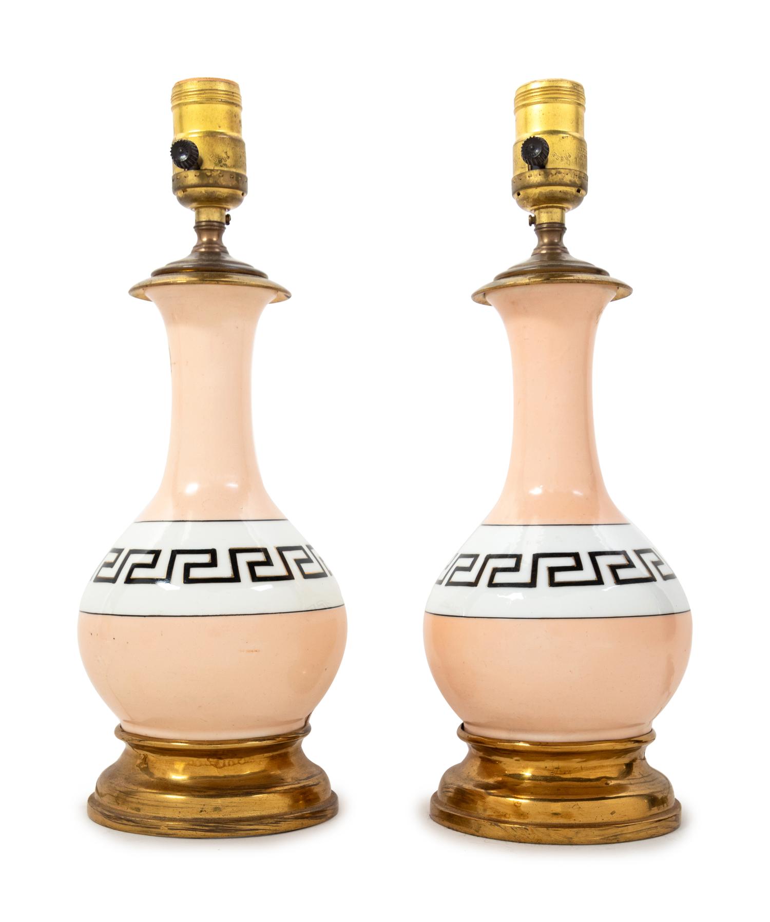 A Pair of French Painted Glass Vases