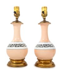 A Pair of French Painted Glass Vases