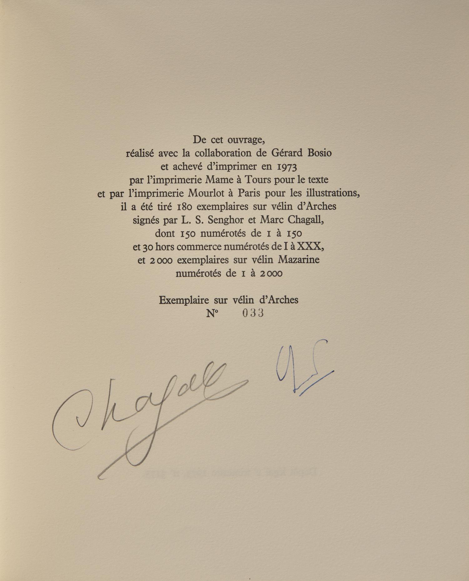 [Art] [Chagall, Marc] Senghor, Leopold Sedar. Lettres d'hivernage