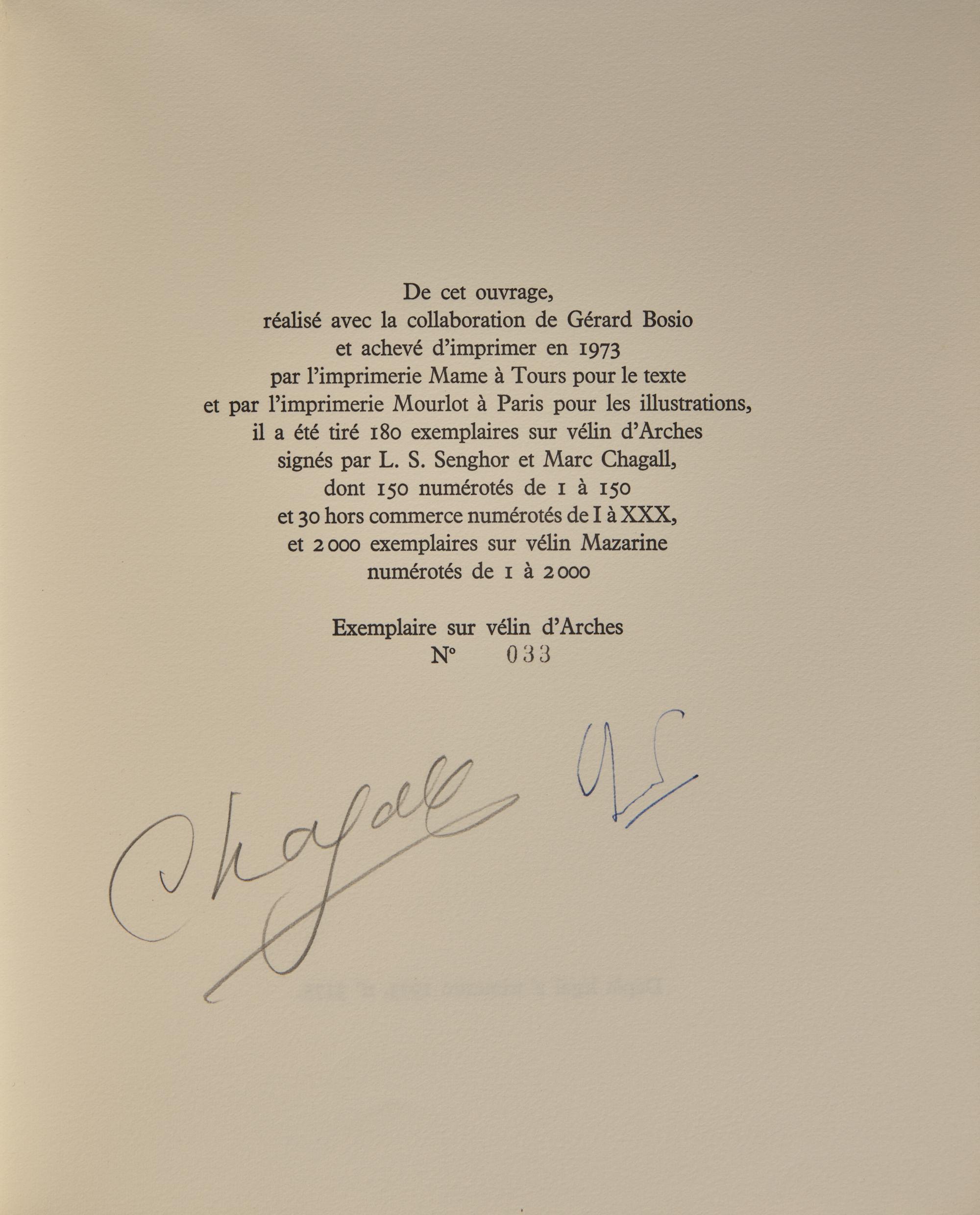 [Art] [Chagall, Marc] Senghor, Leopold Sedar. Lettres d'hivernage