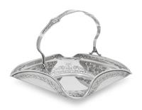 An English Silver Cake Basket and an American Silver Sandwich Plate