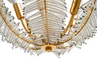 A Contemporary Gilt Metal and Glass "Palm Frond" Chandelier