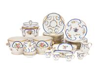 An Assembled Sèvres Feuille-de-Choux Porcelain Part Service Painted with Trophies