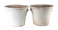 A Group of 6 Concrete Planters Height of largest 13 1/2 inches x depth 16 1/2 inches.