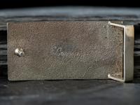 Inlaid Silver Belt Buckle, with 14K Gold Accent