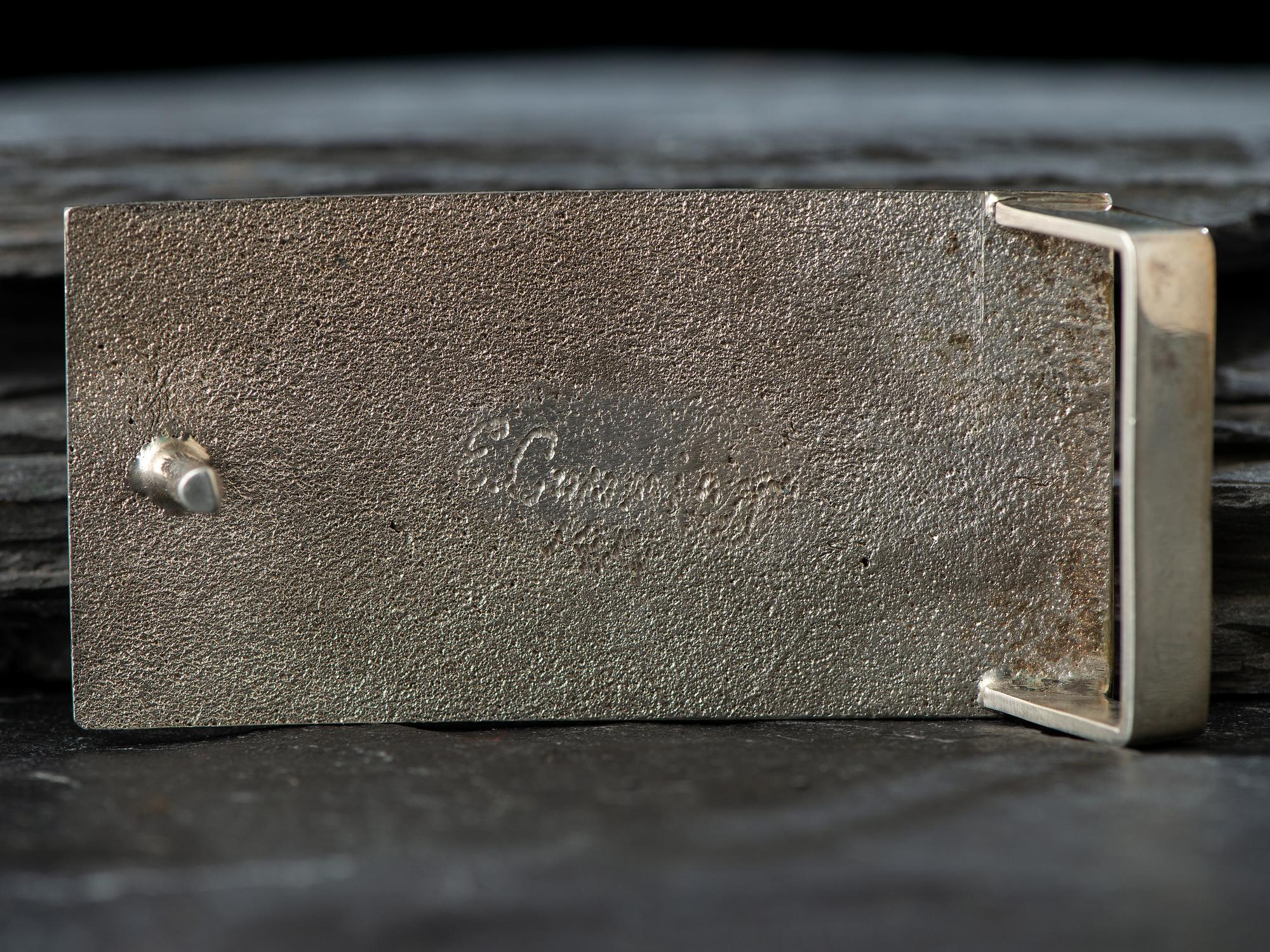 Inlaid Silver Belt Buckle, with 14K Gold Accent