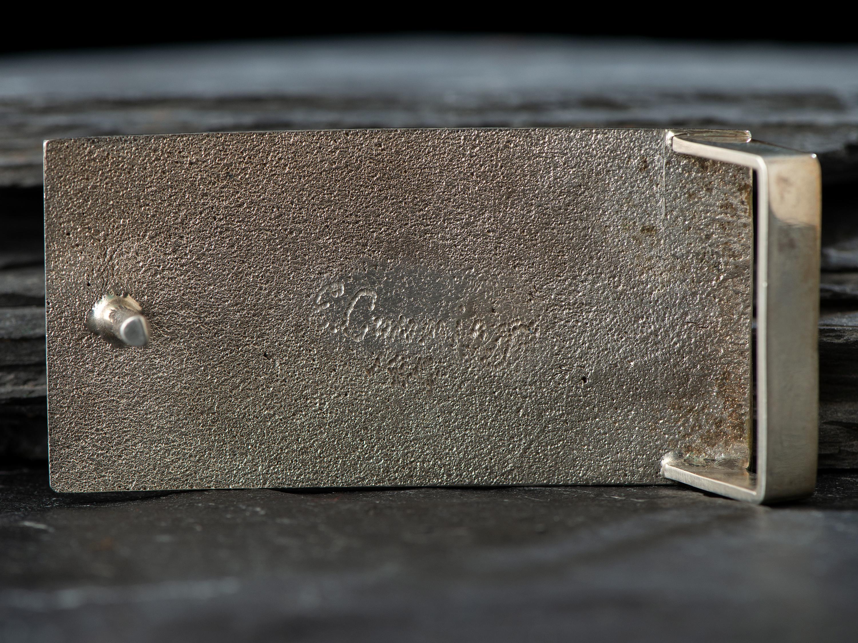 Inlaid Silver Belt Buckle, with 14K Gold Accent