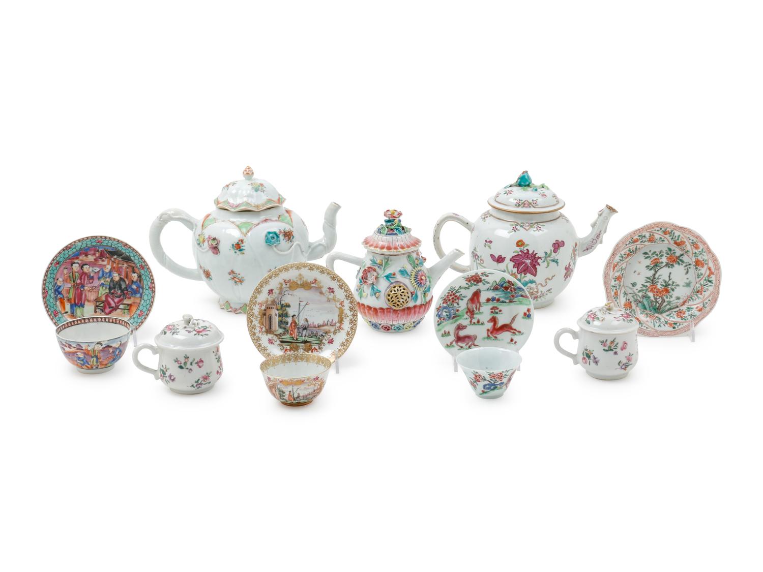 A Group of Chinese Export Famille Rose Porcelain Articles