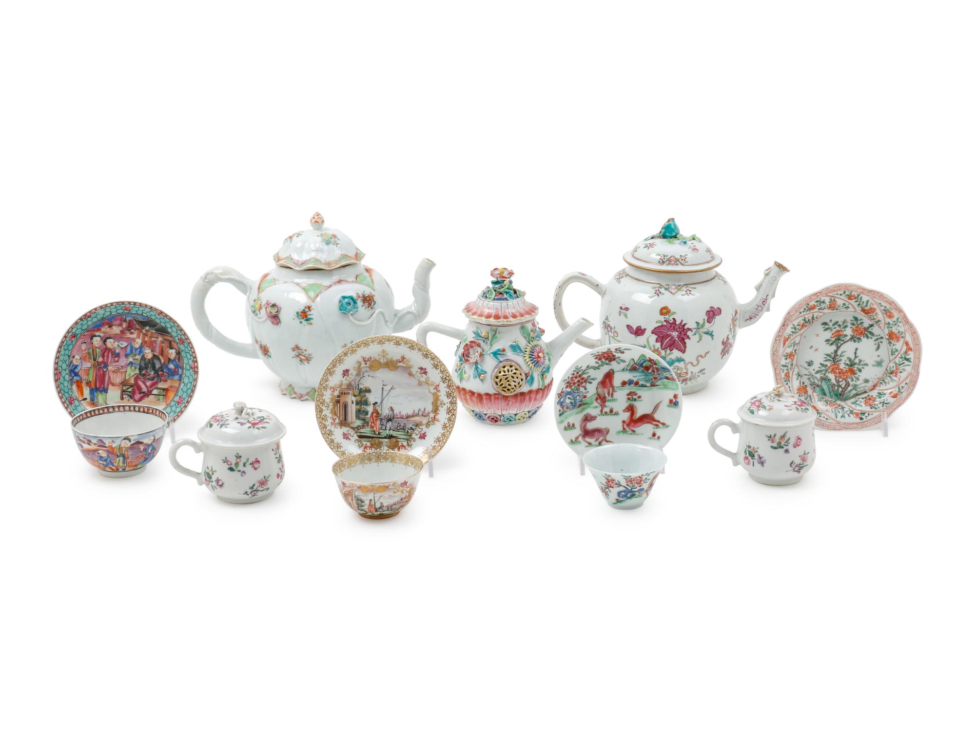 A Group of Chinese Export Famille Rose Porcelain Articles