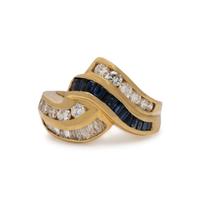 Diamond, Sapphire, and Yellow Gold Ring