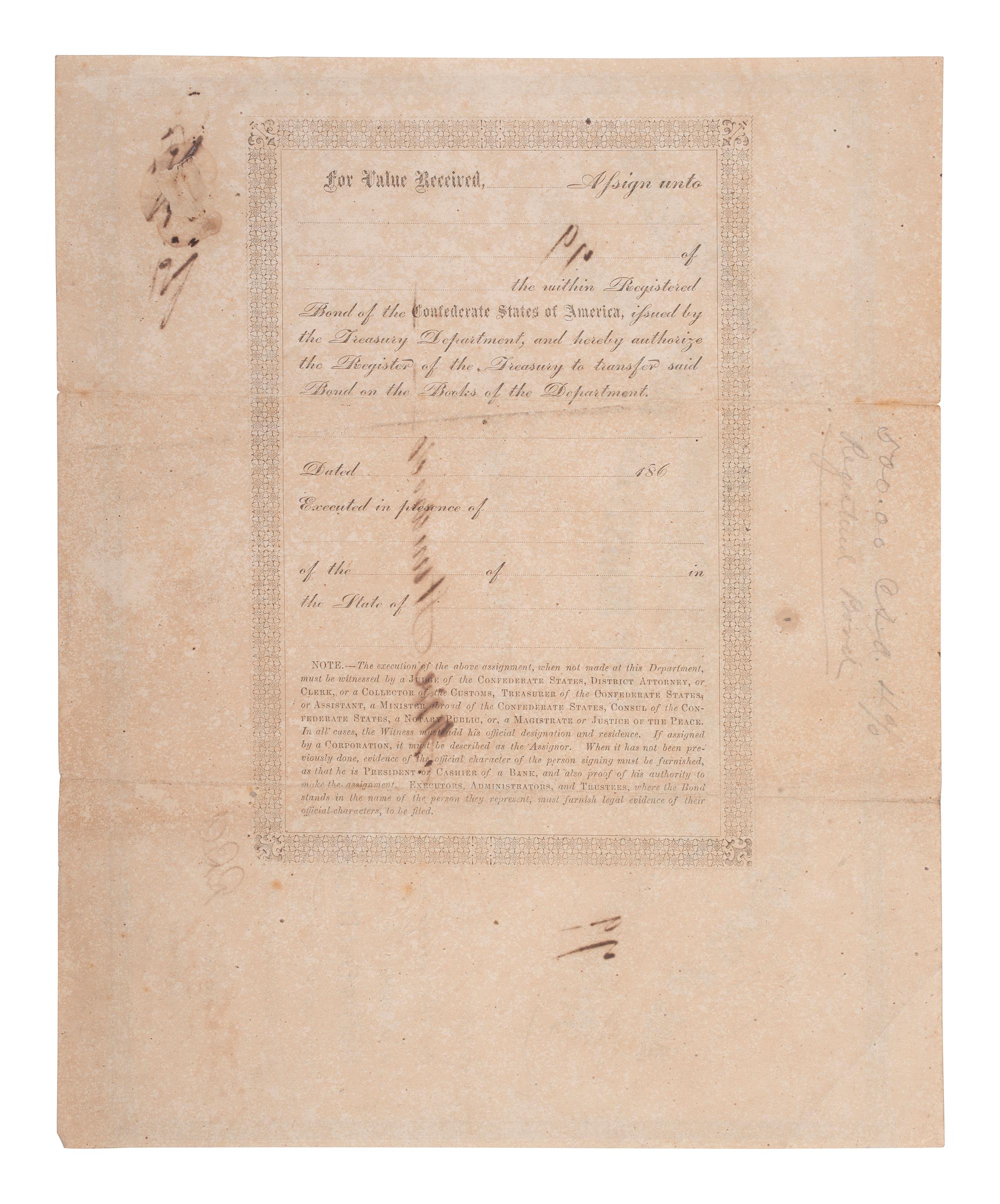 [CIVIL WAR - CONFEDERATE]. A large group of Confederate bonds.