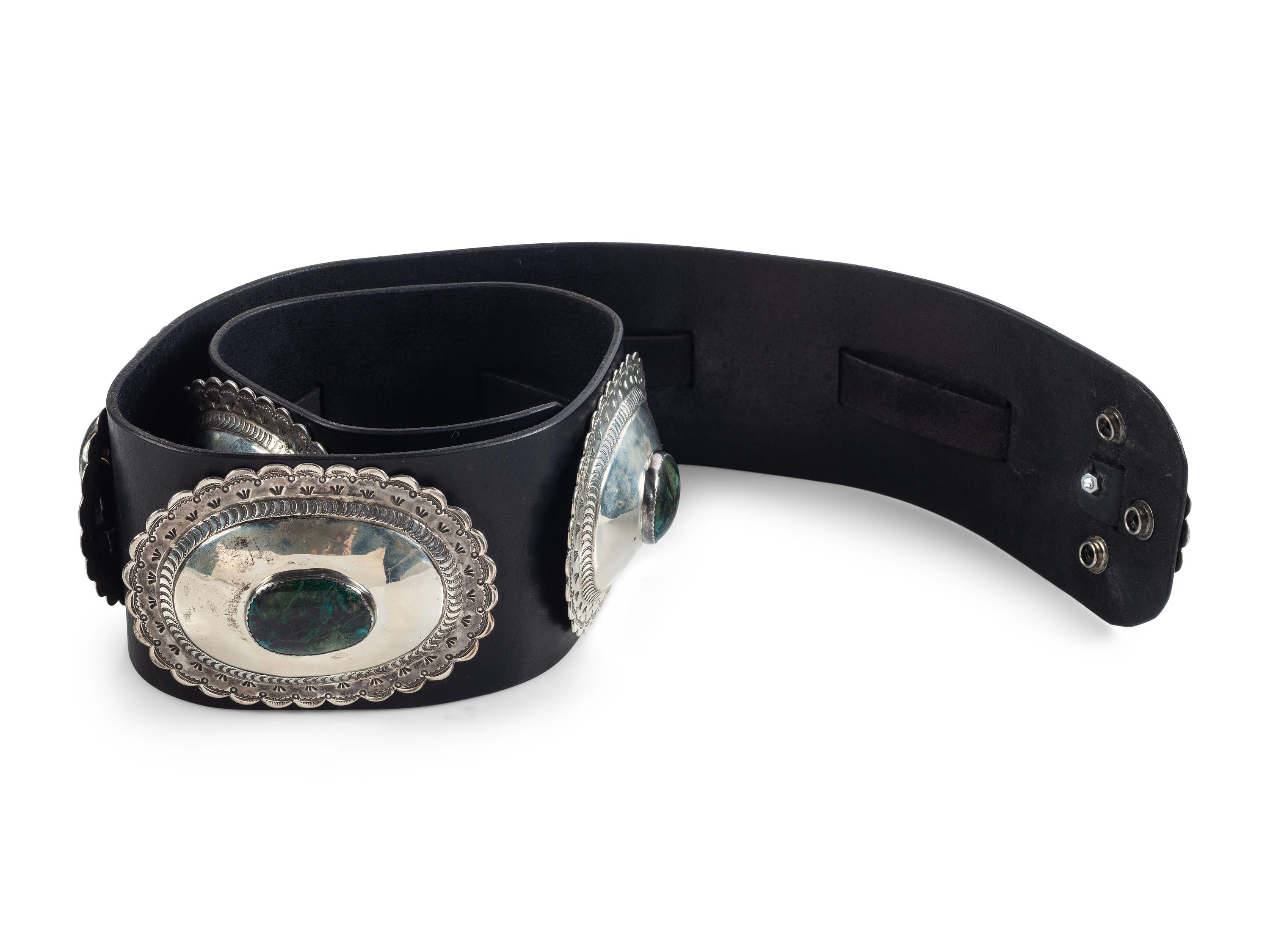 Large Navajo Silver and Chrysocolla Concha Belt