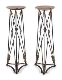 A Pair of Empire Style Marble-Top Pedestals in the Manner of Maison Jansen