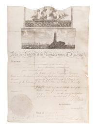 JEFFERSON, Thomas (1743-1826). Engraved document signed ("Th. Jefferson"), as President, Norfolk and Portsmouth, Virginia, 7 May 1805, countersigned by James MADISON (1751-1836) as Secretary of State