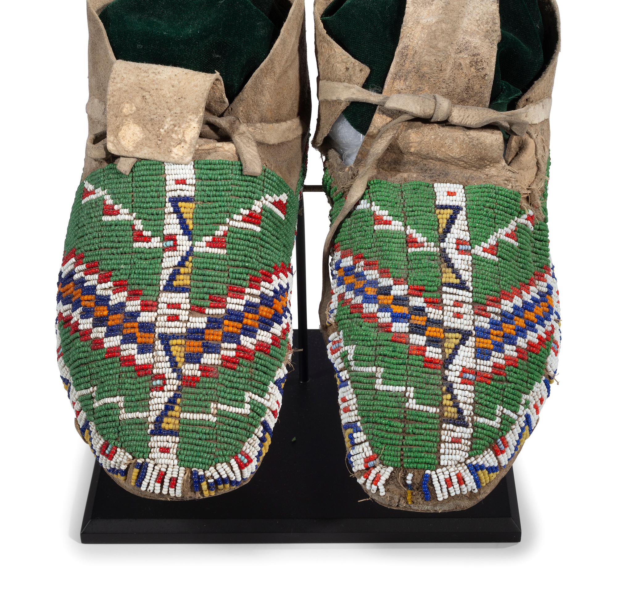 Cheyenne Beaded Hide Moccasins