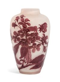 Emile Galle, (French, 1846-1904), a cameo glass cabinet vase, with floral decoration