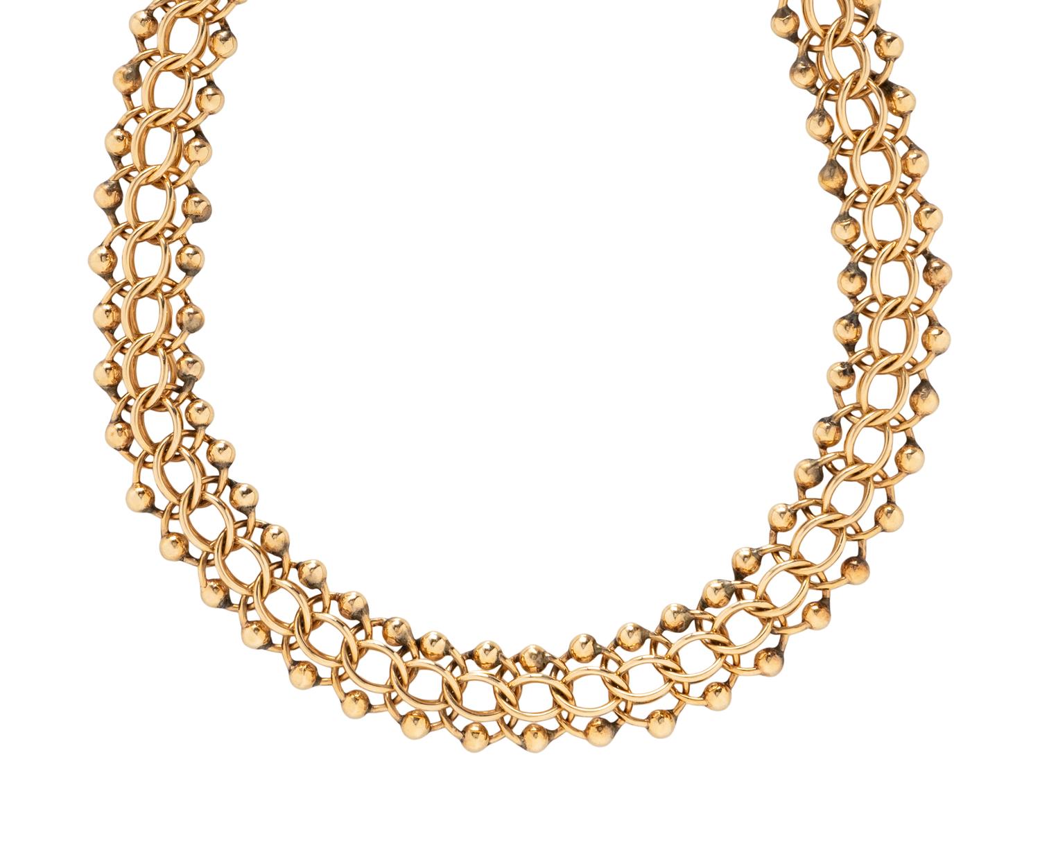 YELLOW GOLD FANCY LINK NECKLACE