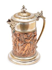 A Victorian Silver and Electro-Plate Copper Tankard