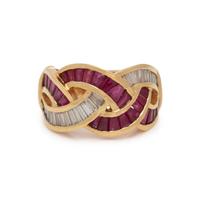 YELLOW GOLD, RUBY AND DIAMOND RING