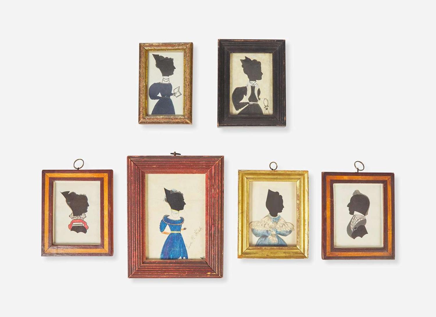 American School 19th / 20th century, A Group of Seven Miniature Silhouette Profile Portraits