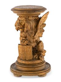 A Continental Carved Giltwood Griffon Stool