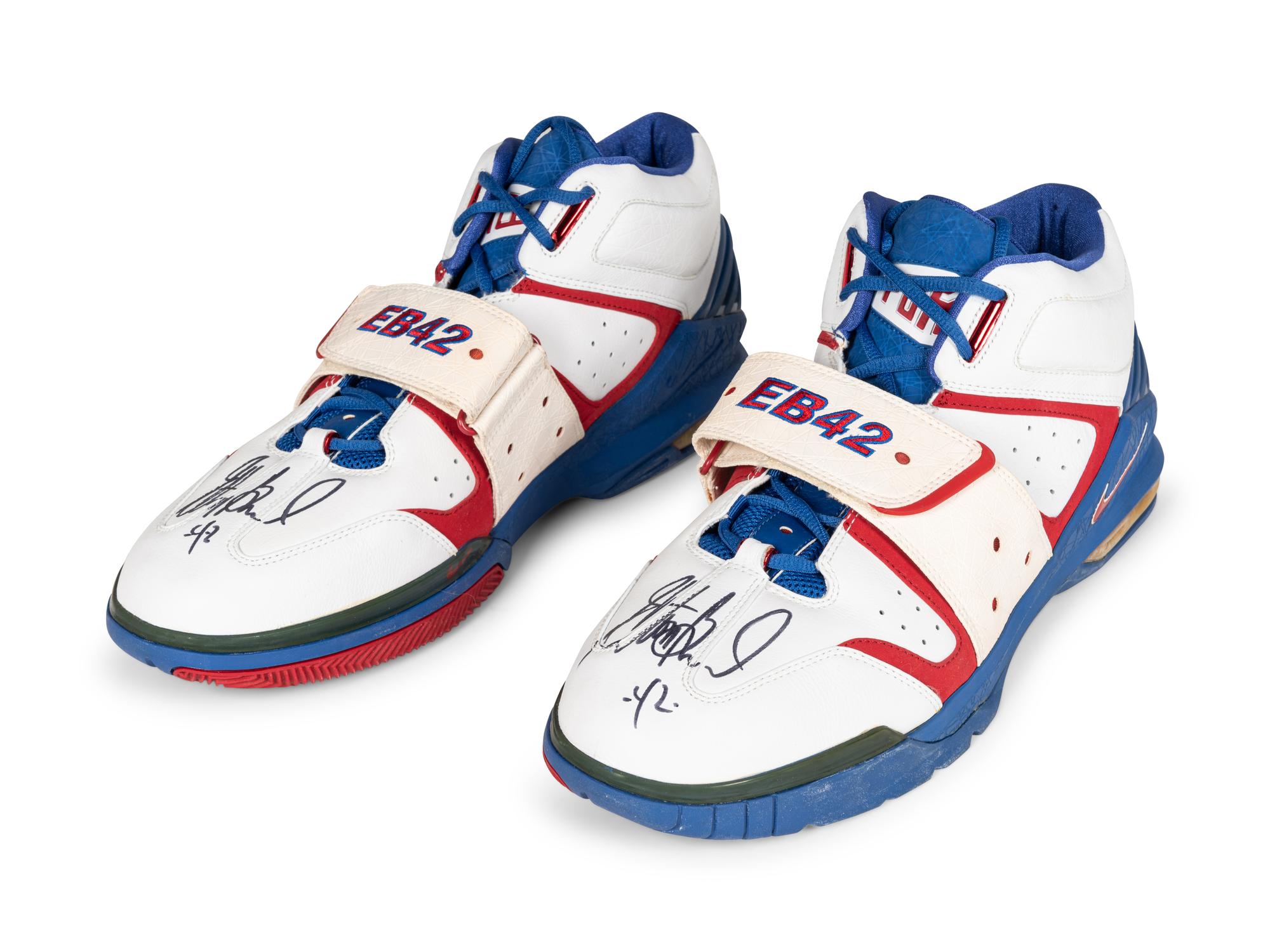 A Pair of Elton Brand Game Issued Signed Autograph Nike Air Force Basketball Shoes Gifted Directly From Brand (EB42 Personal Edition),
