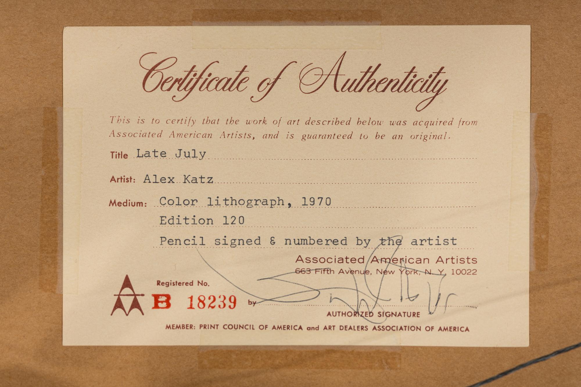 Late July I (from Ten Lithographs by Ten Artists ), 1971