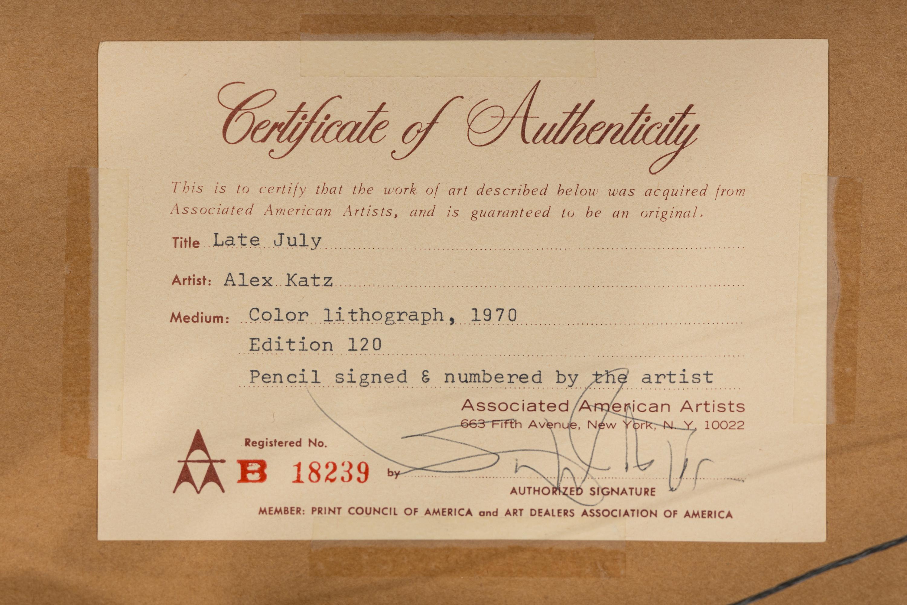 Late July I (from Ten Lithographs by Ten Artists ), 1971