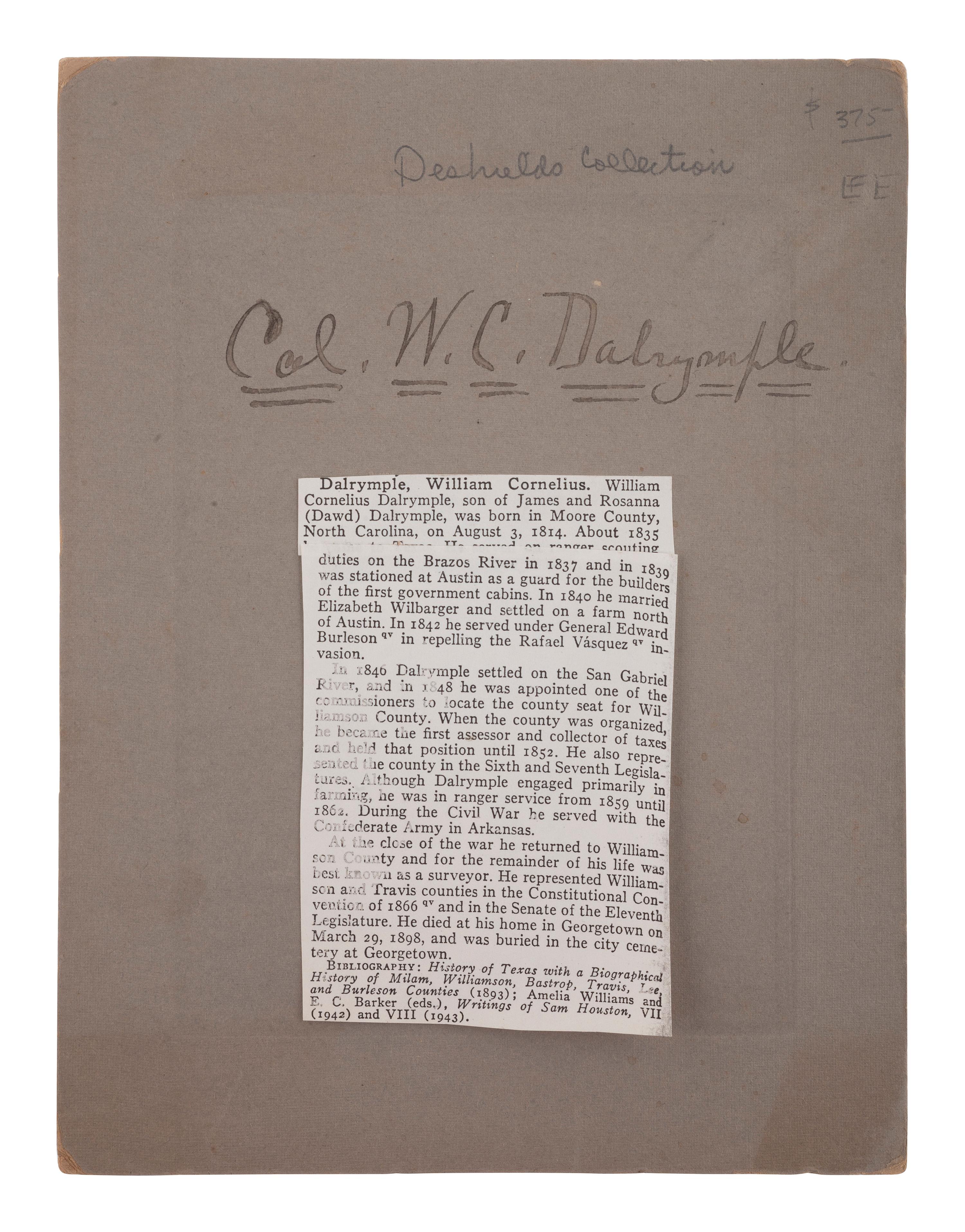 [TEXAS]. 6 photographs and documents related to military subjects in early Texas state history.