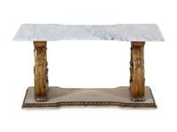 A Neoclassical Painted and Parcel Gilt Marble-Top Low Table