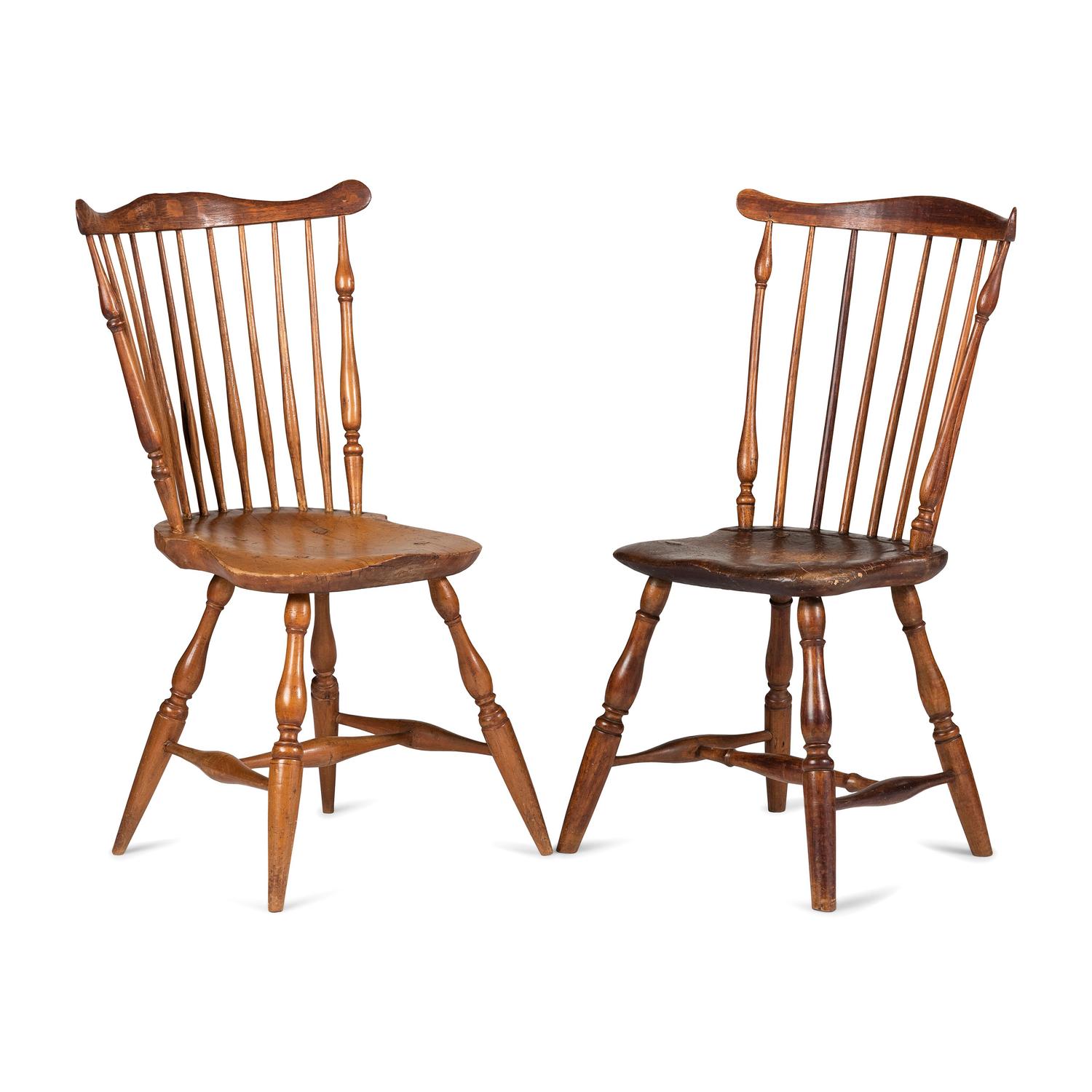 Two Comb-Back Compass-Seat Windsor Side Chairs