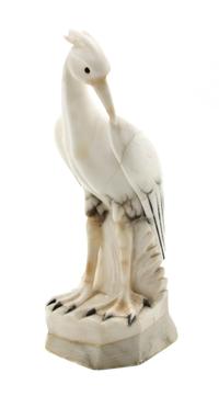 A Carved Marble Ornithological Model, Height 12 1/8 inches.