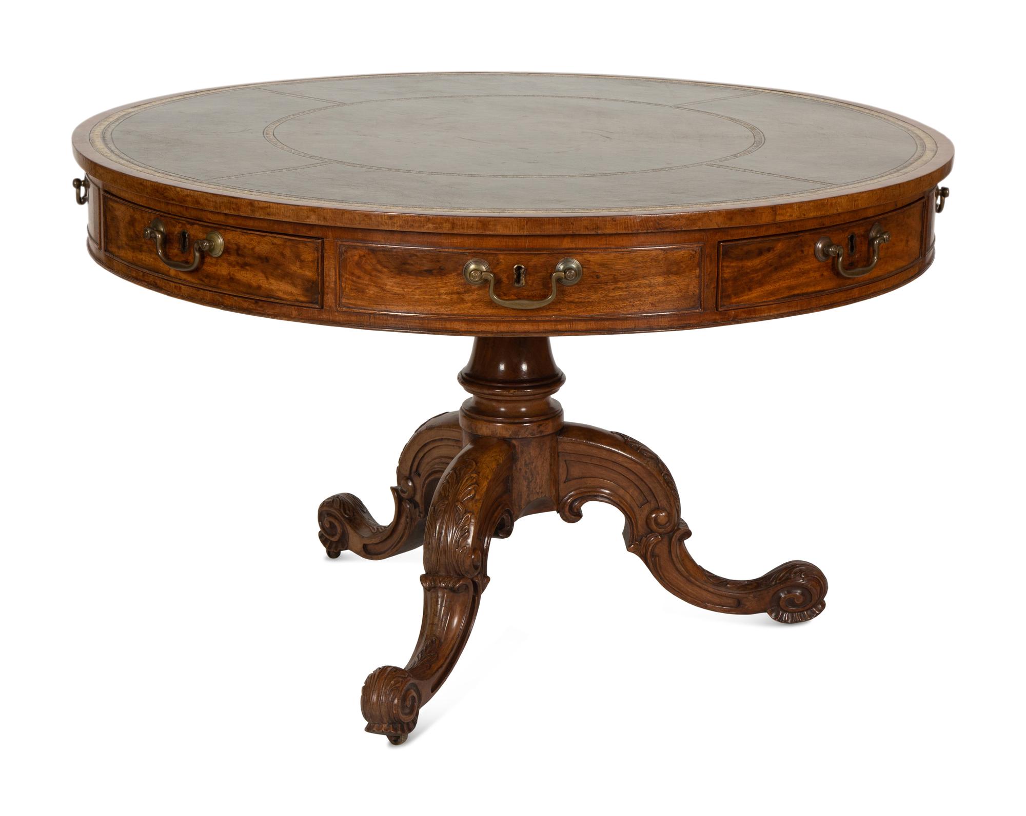 A George III Style Mahogany Drum Table
