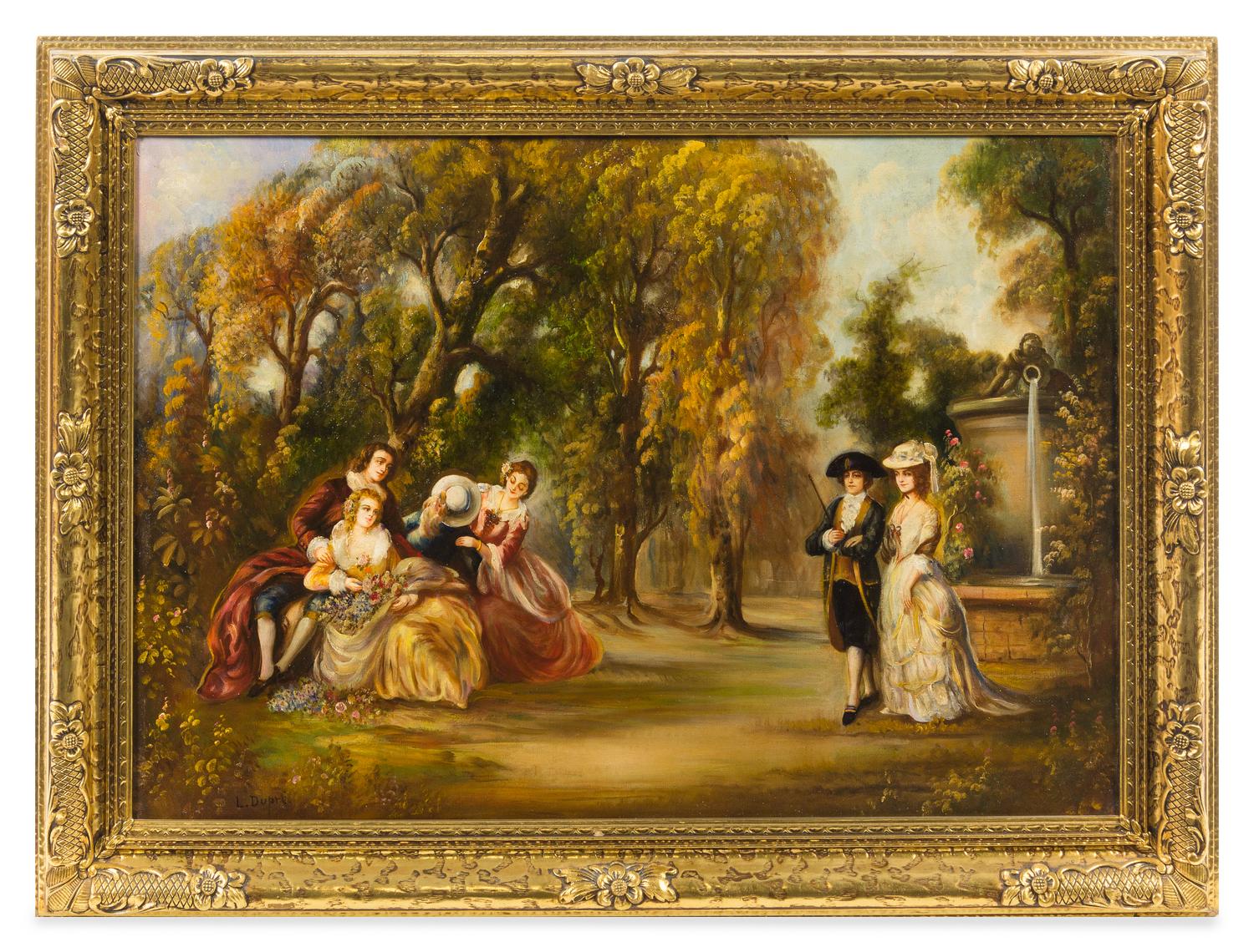 L. Dupre, (20th century), Figures in a Park